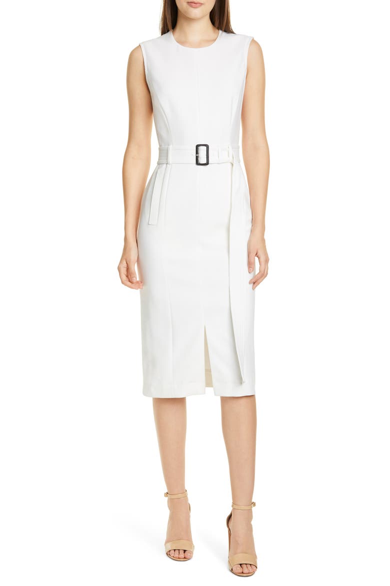 Dadoria Belted Sheath Dress, Main, color, VANILLA LIGHT