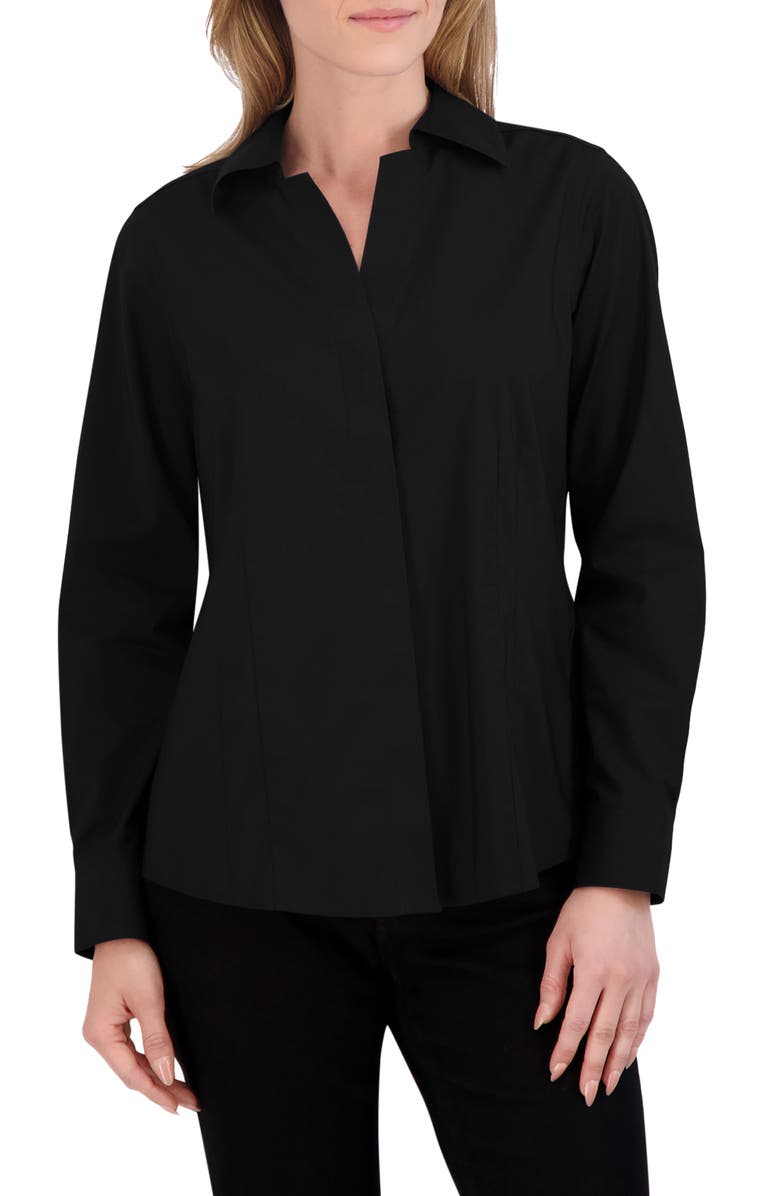 Foxcroft Taylor Stretch Shirt, Main, color, Black