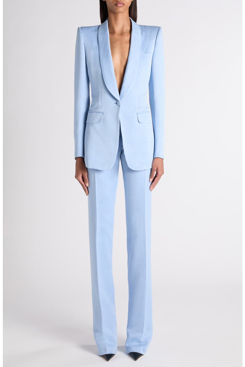Washed Duchesse Satin Trousers, Alternate, color, MINERAL BLUE