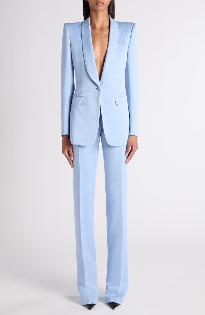 TOM FORD Washed Duchesse Satin Trousers, Alternate, color, Mineral Blue