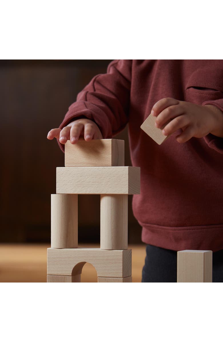 HABA Wooden Building Blocks 26 Piece Set Open-Ended Stacking Toys, Toddler Blocks, and Wooden Toys Made in Germany for Creative Play and Learning, Alternate, color, Tan