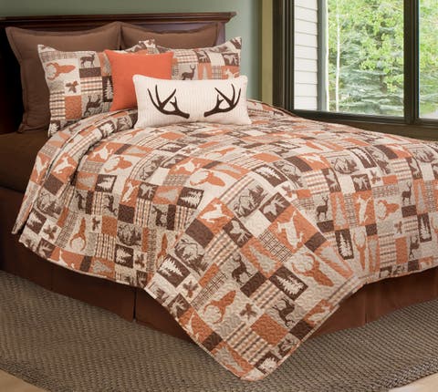 Buck Ridge Trail Rustic Lodge Quilt Set - Reversible and Machine Washable
