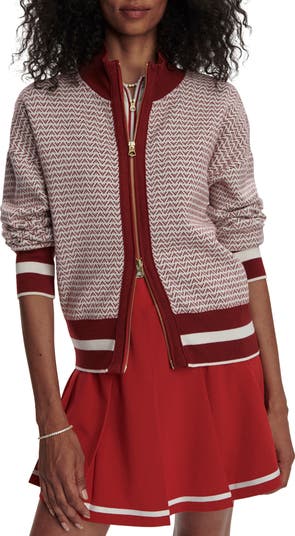 (取寄) バーリー レディース ウォルター ニット ジャケット Varley women Walter Knit Jacket Red Dahlia/White 取寄) バーリー レディース ウォルター ニット ジャケット