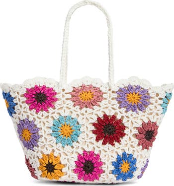 Crochet Flower Tote Bag