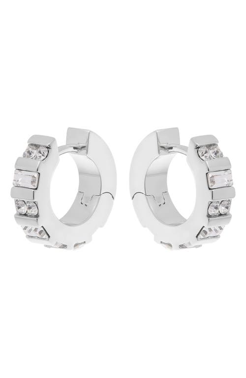Reiss Sadie Crystal Huggie Hoop Earrings In Silver Tone/clear Crystal