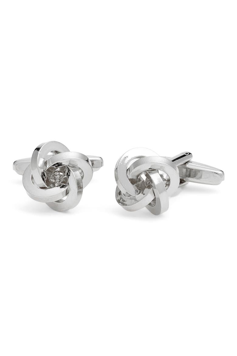 Knot Cuff Links, Main, color, SILVER