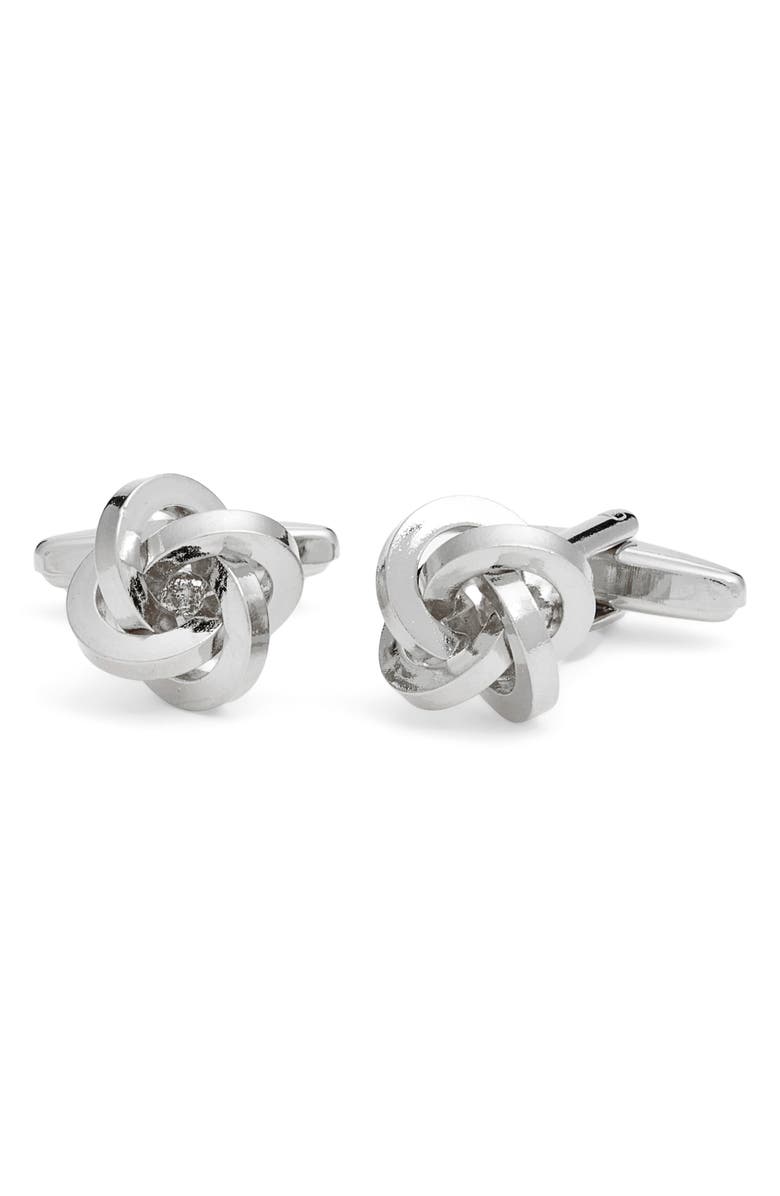 CLIFTON WILSON Knot Cuff Links, Main, color, Silver