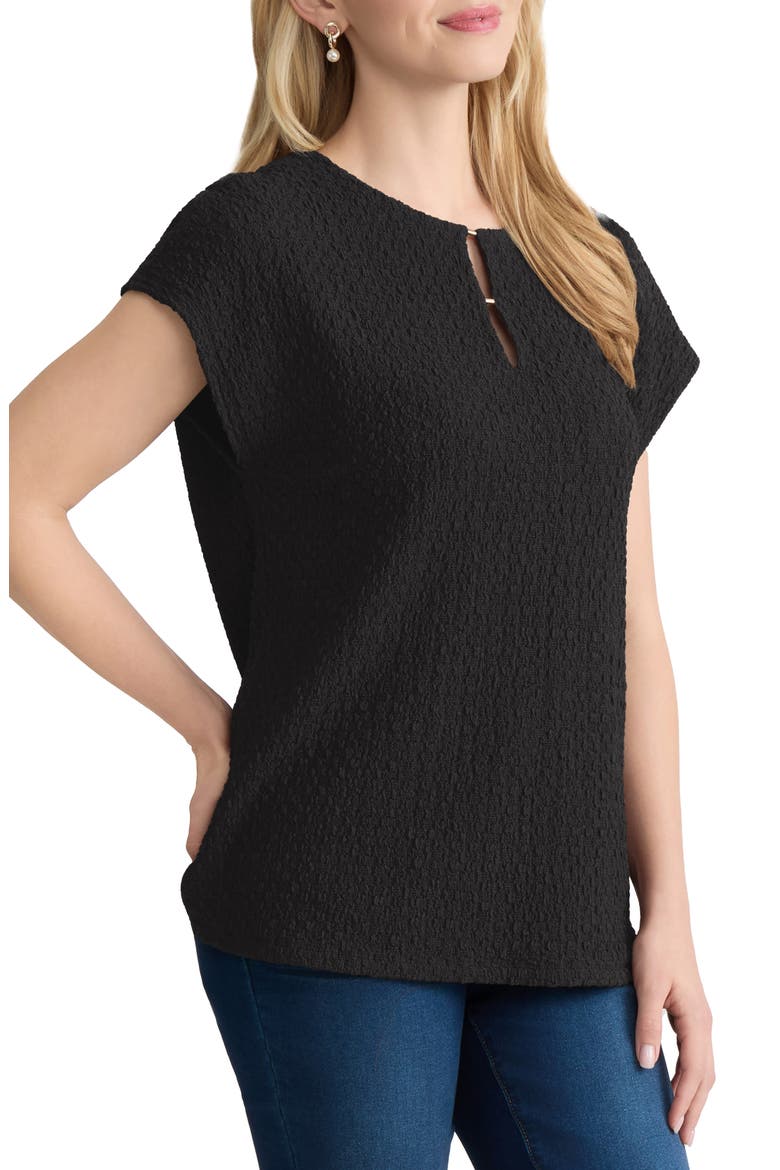 Extended Shoulder Textured Top, Alternate, color, JONES BLACK