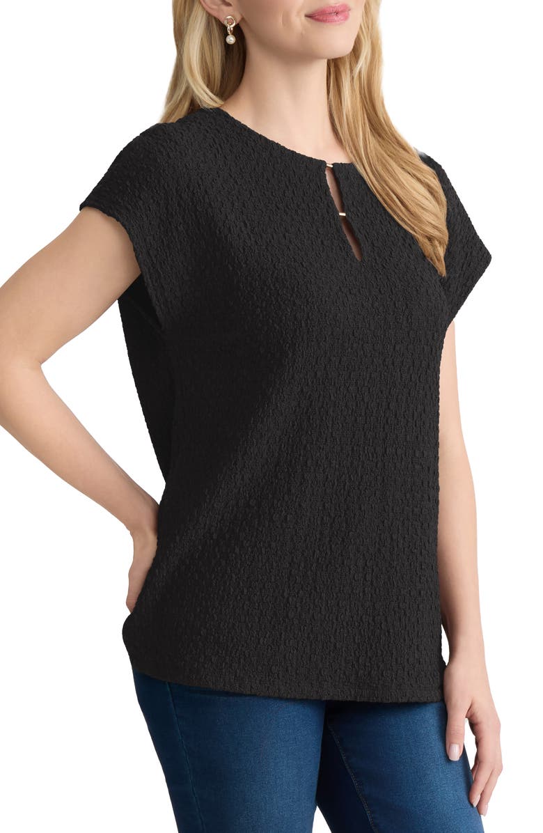 Jones New York Extended Shoulder Textured Top, Alternate, color, Jones Black