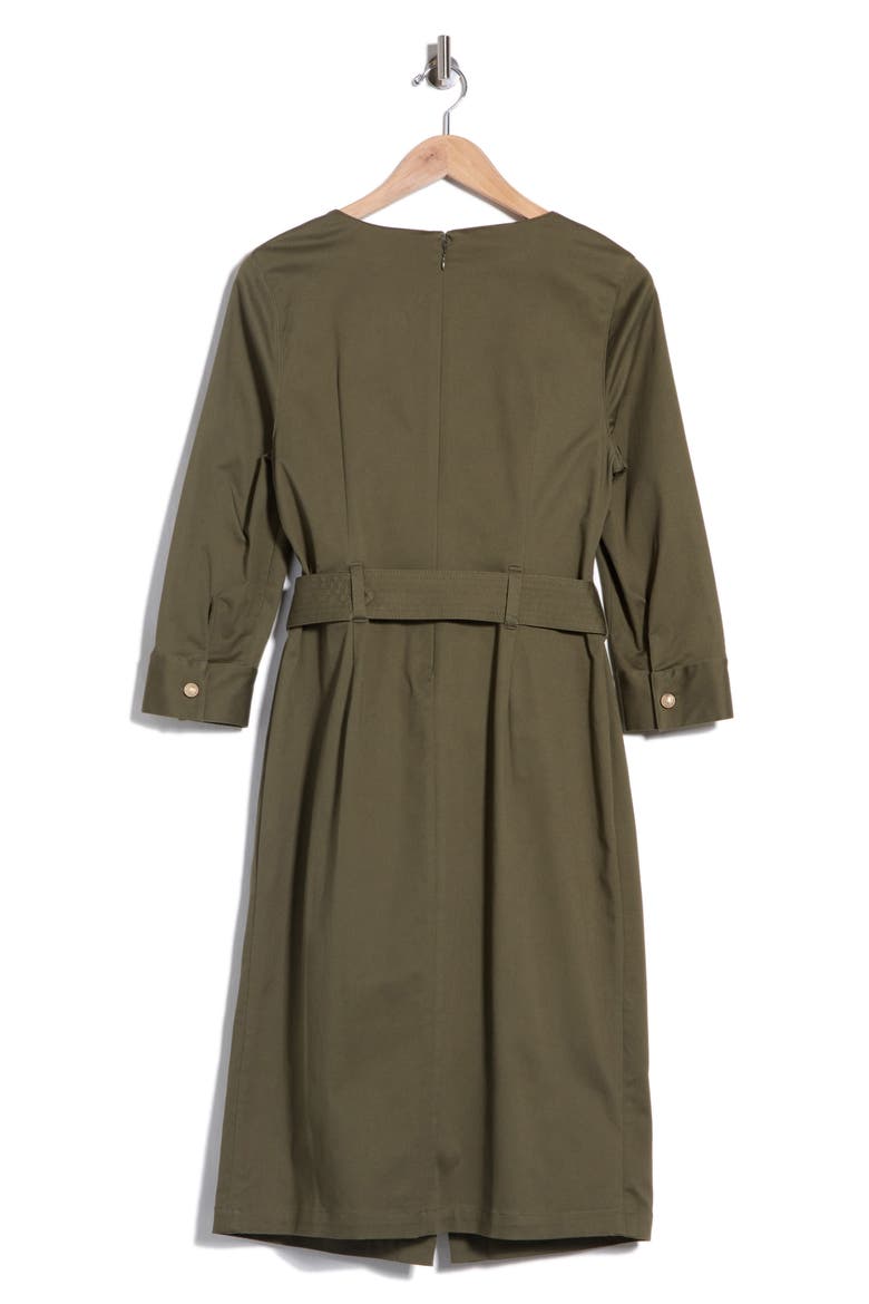 Bordeaux Square Neck Belted Midi Dress, Alternate, color, IVY GREEN