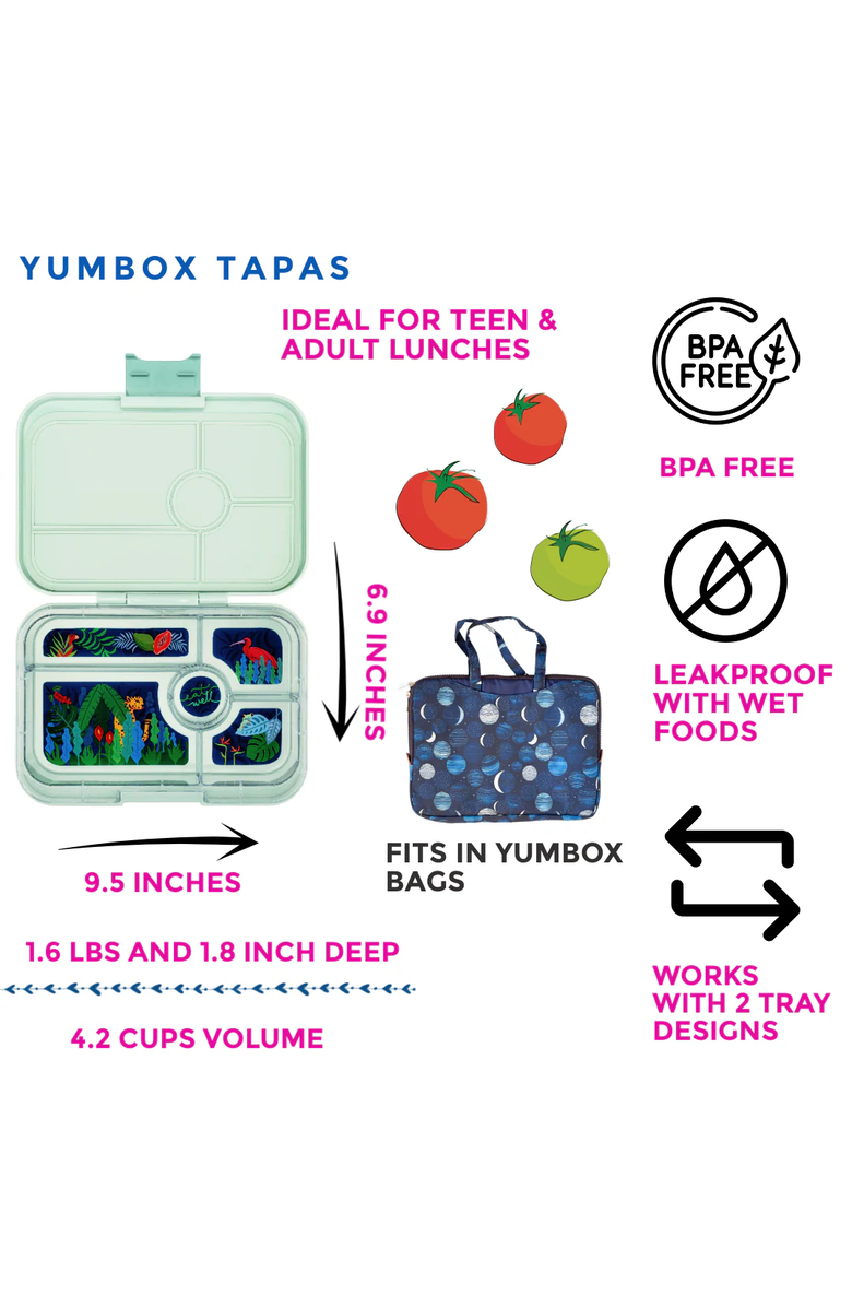 Yumbox Tapas Bento-Style Leakproof Lunch Box 5 Compartments, Alternate, color, Green