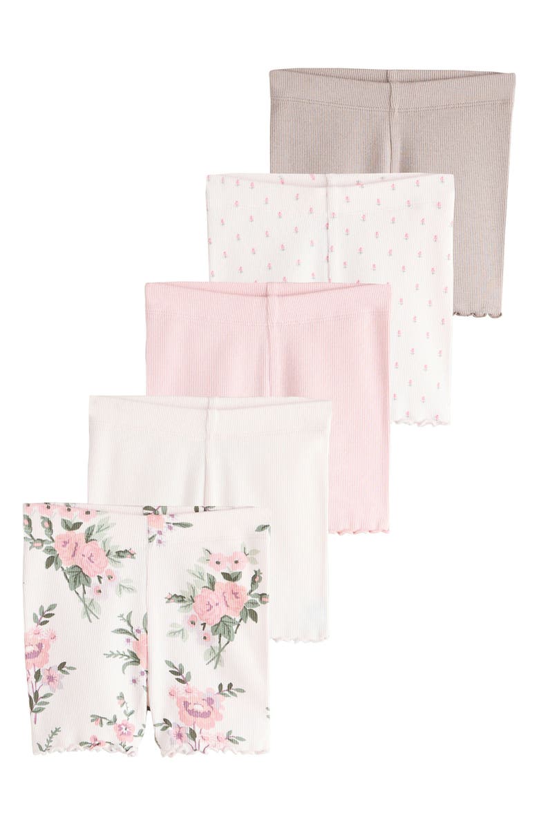 NEXT Kids' Assorted 5-Pack Bicycle Shorts, Main, color, Pink