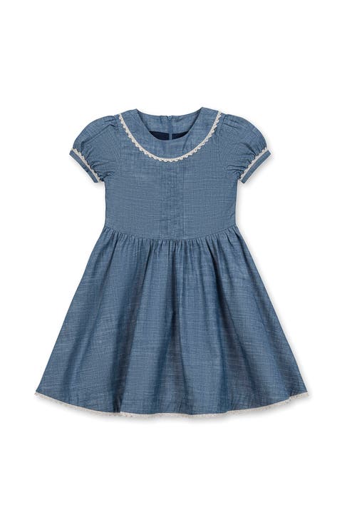 Kids' Organic Puff Sleeve Pintuck Chambray Dress (Toddler, Little Kid and Big Kid)