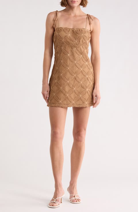 Floral Open Stitch A-Line Minidress