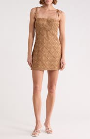 Beivy Floral Open Stitch A-Line Minidress