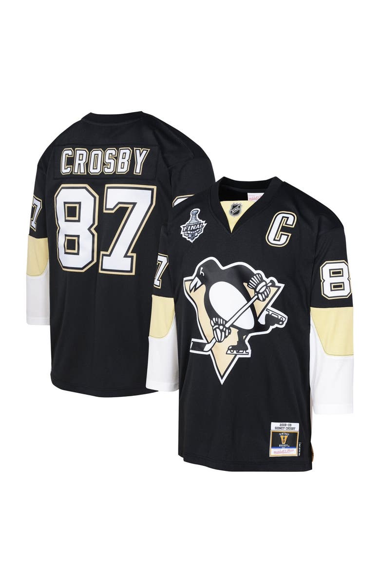 Mitchell & Ness Youth Mitchell & Ness Sidney Crosby Black Pittsburgh Penguins 2008 Blue Line Player Jersey, Main, color, 