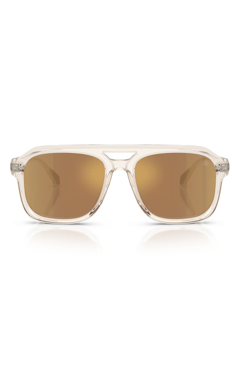 Moncler Vantos 56mm Polarized Mirrored Pillow Sunglasses, Main, color, Butter / Brown Mirror Gold