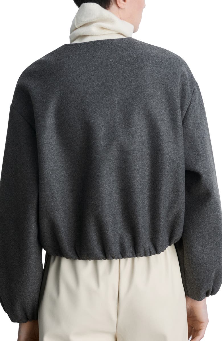 MANGO Gathered Waist Bomber Jacket, Alternate, color, Grey