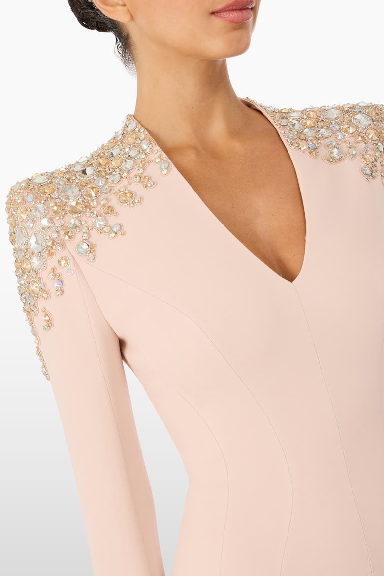 Nila Beaded V-Neck Maxi Dress, Alternate, color, Morganite