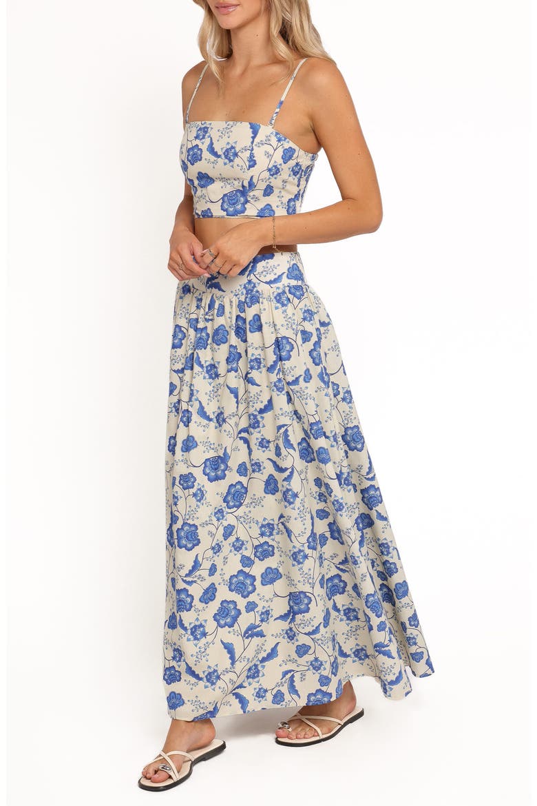 Kristy Cotton Crop Top & Maxi Skirt Set, Alternate, color, CREAM FLORAL
