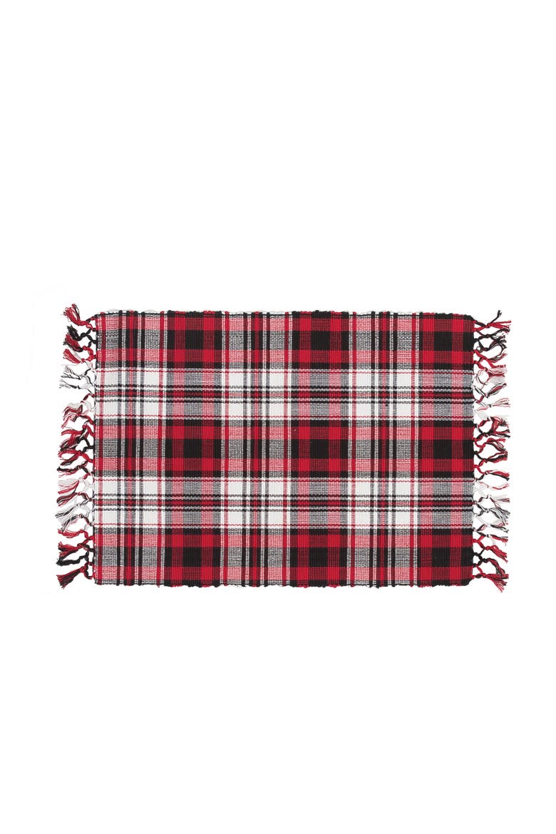 Fireside Classic Red & Black Plaid 100% Cotton, Set of 6 Placemats 13" x 19", Main, color, Red