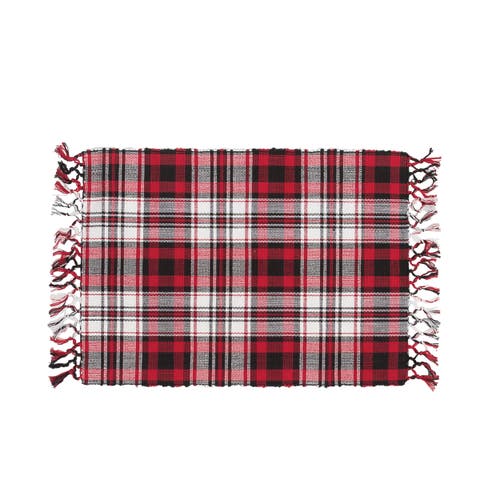 Fireside Classic Red & Black Plaid 100% Cotton, Set of 6 Placemats 13" x 19"