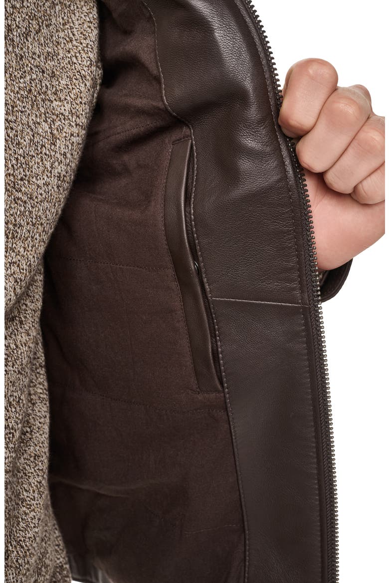 Leather Racer Jacket, Alternate, color, HICKORY