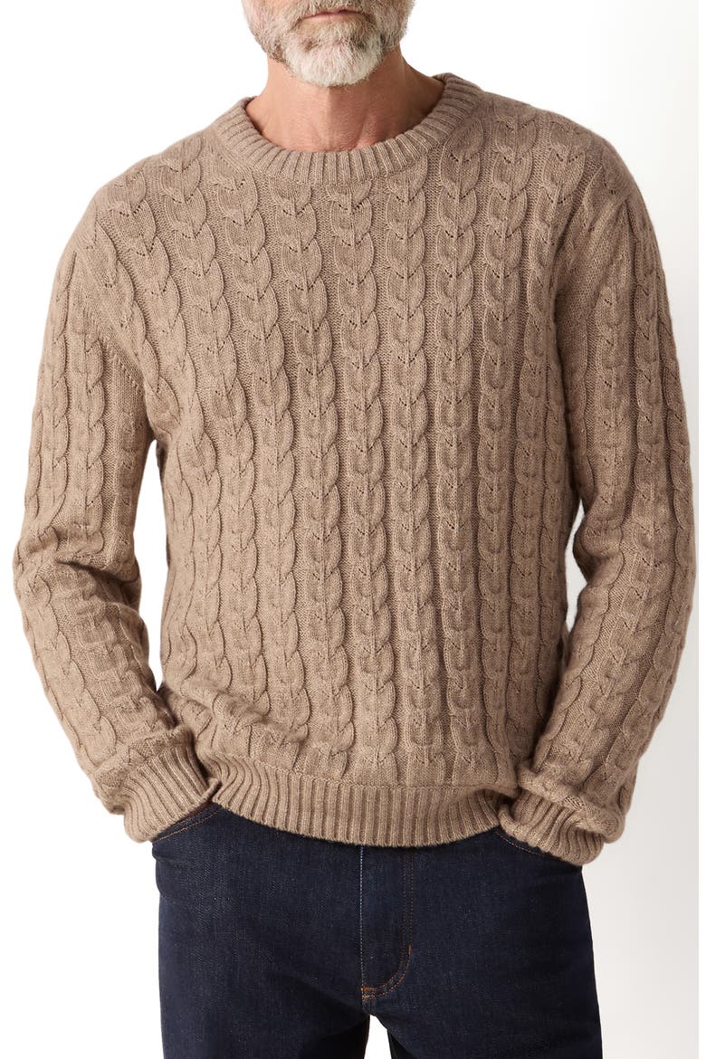 Beige Mélange Linen, Cashmere & Silk Crewneck Sweater, Main, color, BEIGE MELANGE