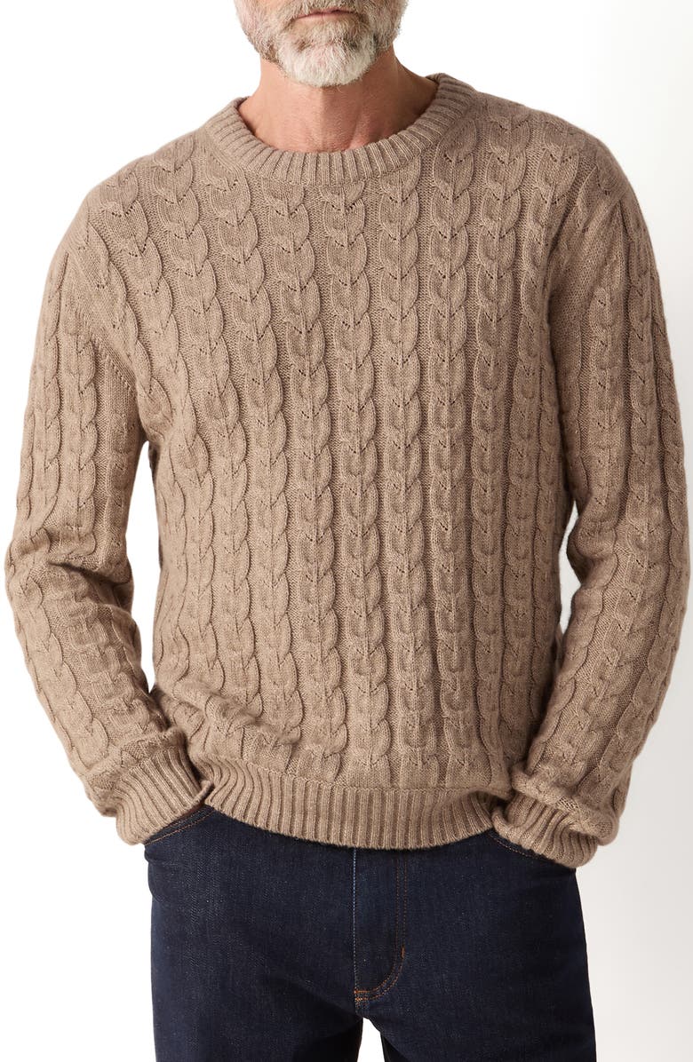 ZEGNA Cable Stitch Linen, Cashmere & Silk Sweater, Main, color, 