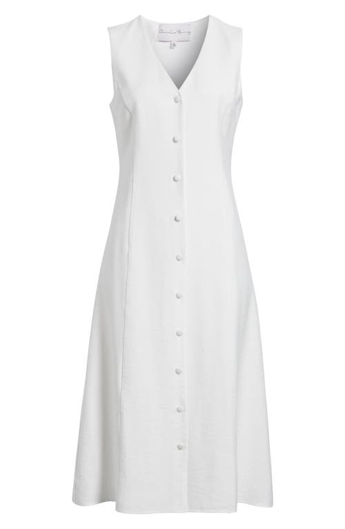 Charles Henry Button-up Midi Dress In Ivory