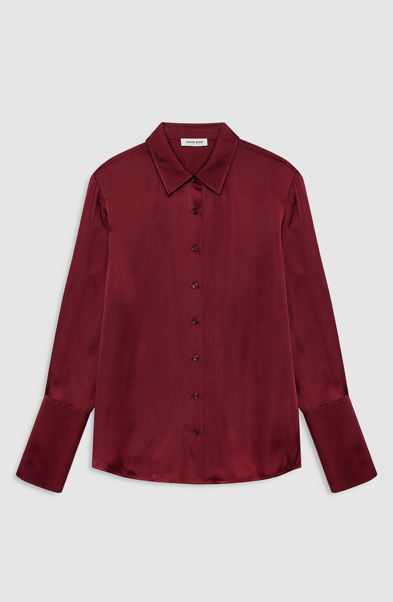 ANINE BING Amanda Shirt, Alternate, color, Cabernet