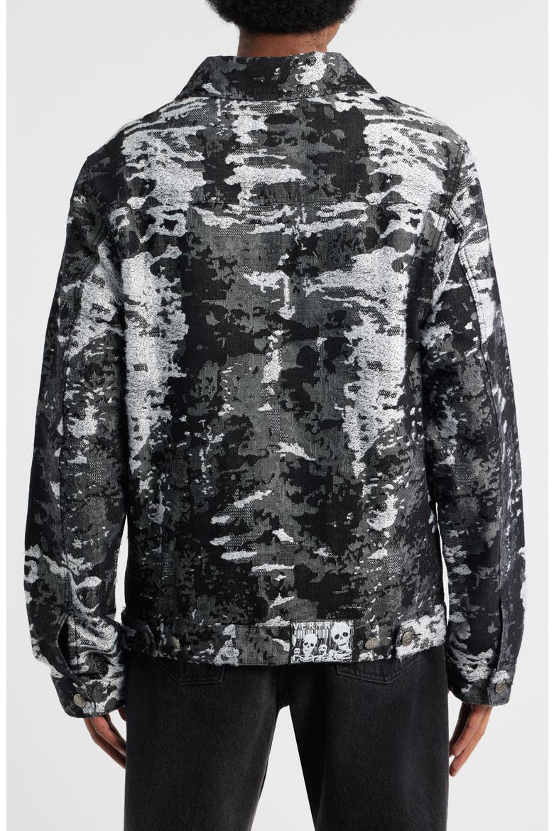 Devil Slayer Camo Jacquard Trucker Jacket, Alternate, color, BLACK