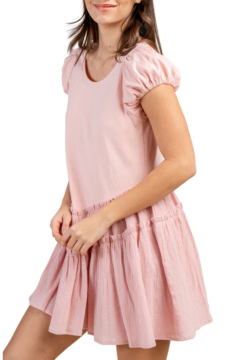 Mixed Media Drop Waist Minidress, Alternate, color, BLUSH