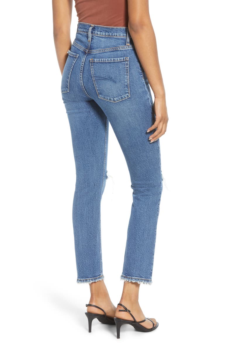 Nobody Denim True High Waist Ripped Slim Ankle Jeans, Alternate, color, 