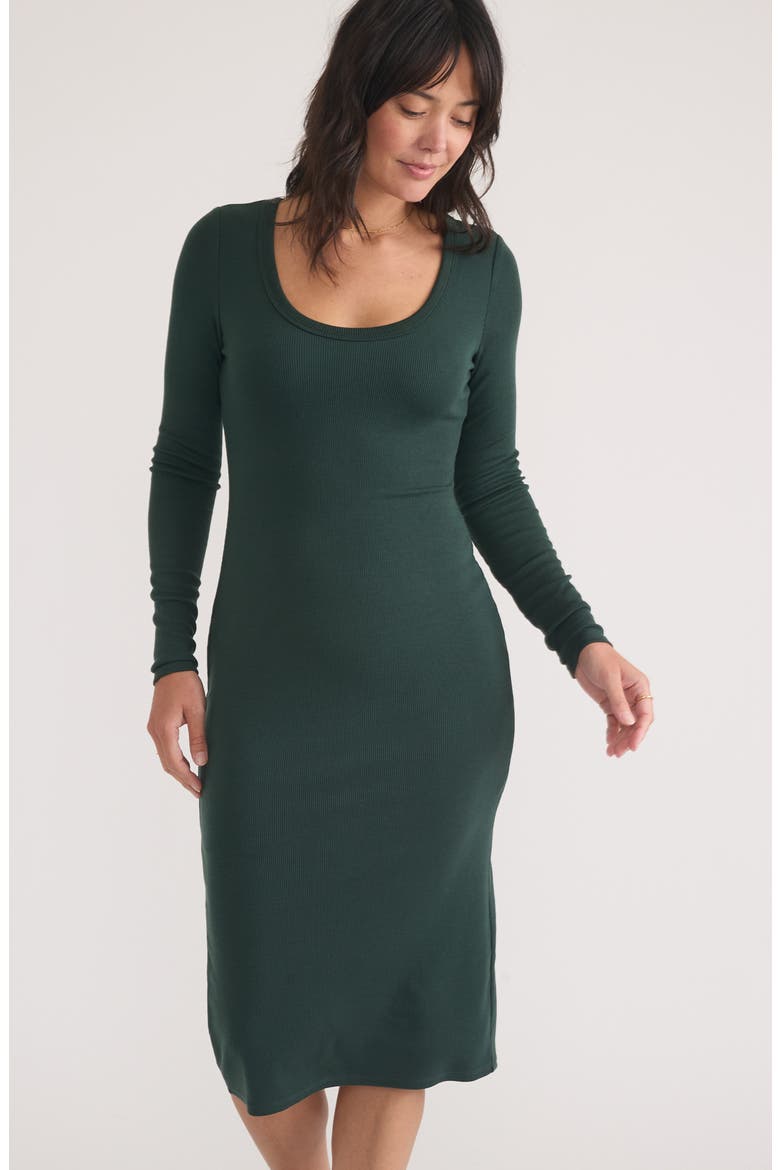 Lexi Long Sleeve Rib Midi Dress, Alternate, color, GREEN