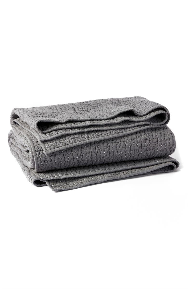 Coyuchi Pebbled Handstitched Organic Cotton Quilt, Main, color, Slate