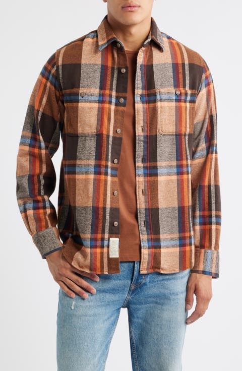 Plaid Flannel Button-Up Work Shirt
