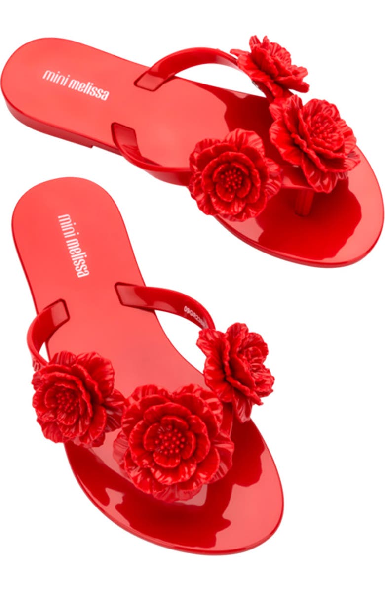 Mini Melissa Kids' Mini Harmonic Springtime Flip Flop, Alternate, color, Red
