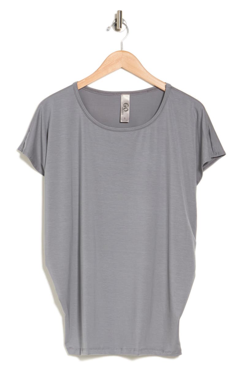 GO COUTURE Cap Sleeve Dolman Tee, Alternate, color, Charcoal Print 1