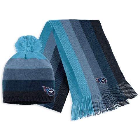 Women's WEAR by Erin Andrews Light Blue Tennessee Titans Ombre Pom Knit Hat and Scarf Set