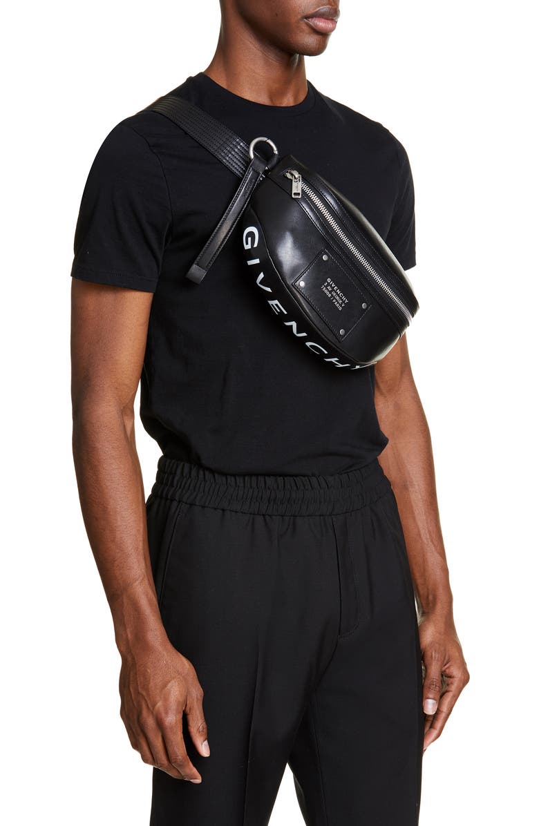 Givenchy Logo Leather Belt Bag, Alternate, color,