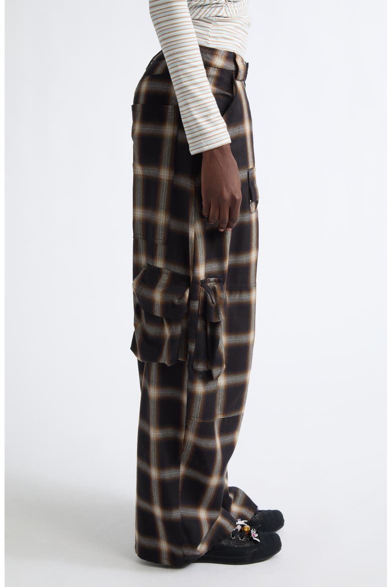 Wide Leg Cargo Pants, Alternate, color, BLACK PLAID