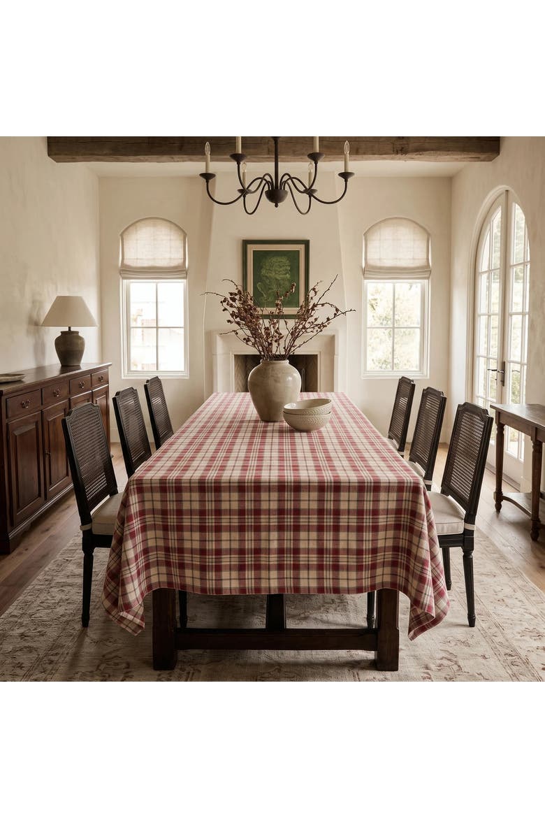 Linen Tablecloth - Almond Plaid, Alternate, color, Almond Plaid
