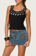 EDIKTED Beach Babe Pearly Button Tank