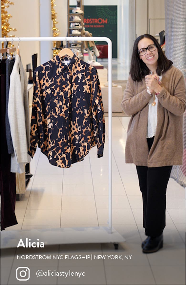 Oversize Animal Print Button-Up Shirt, sales video thumbnail