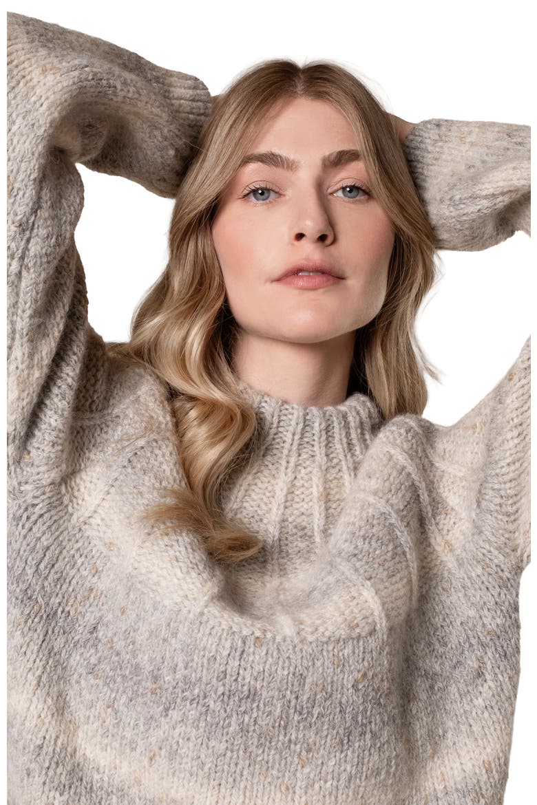 Sunbeam Stitch Yoke Sweater, Alternate, color, Light Grey