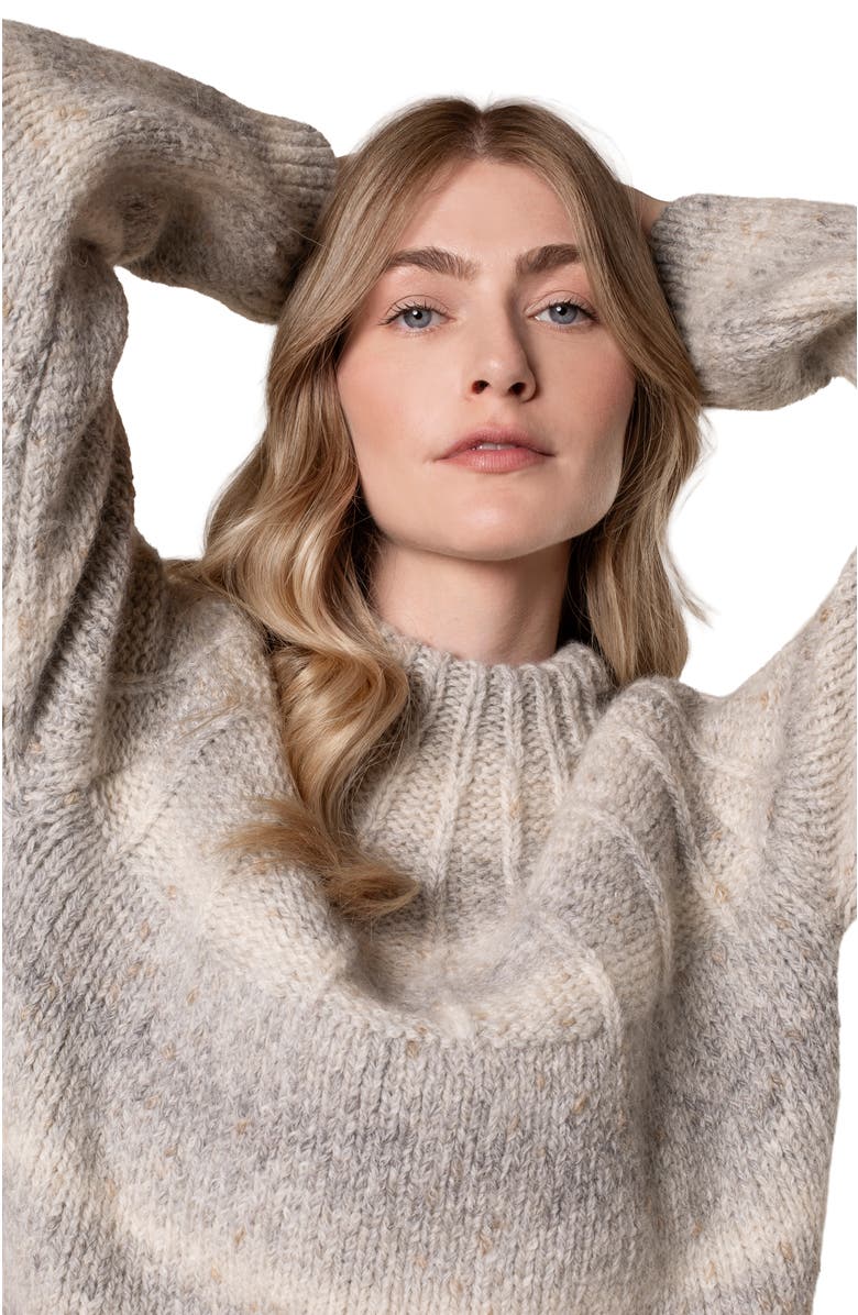 Celtic & Co. Sunbeam Stitch Yoke Sweater, Alternate, color, Light Grey