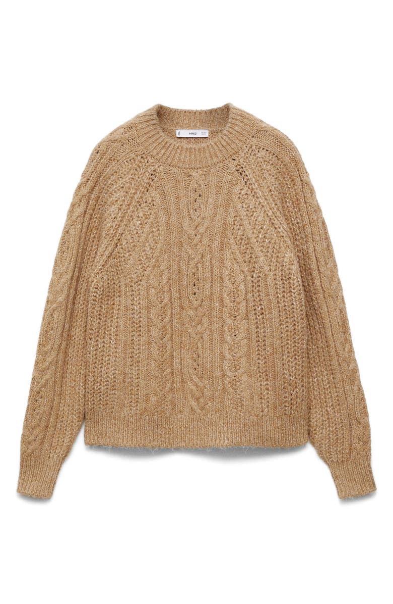 MANGO Crewneck Cable Stitch Sweater, Main, color, 