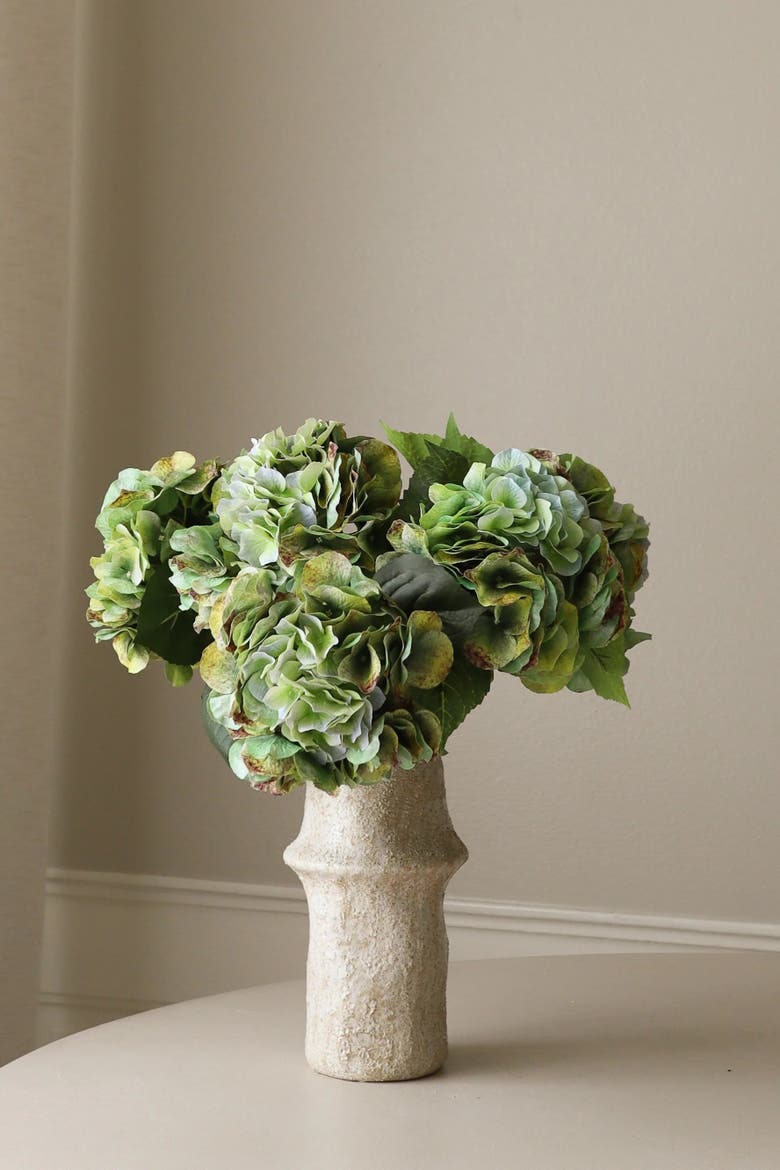 Olive Green Hydrangea Bouquet, Alternate, color, Green
