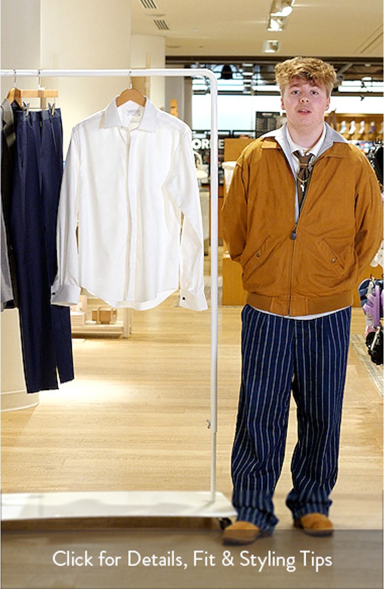 Trim Fit Solid White Textured Cotton Tuxedo Shirt, sales video thumbnail